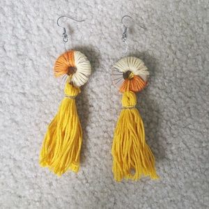 Wooden Washer Tassel Earrings